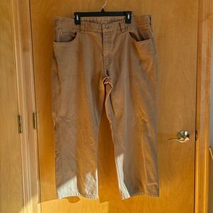 Duluth Trading Co Mens Brown Canvas‎ Work Pants Size 42x30 Cargo Casual Outdoor